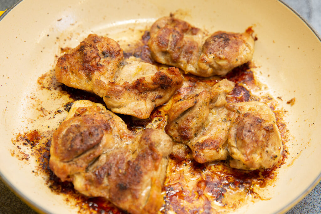 baked chicken thighs in a pan