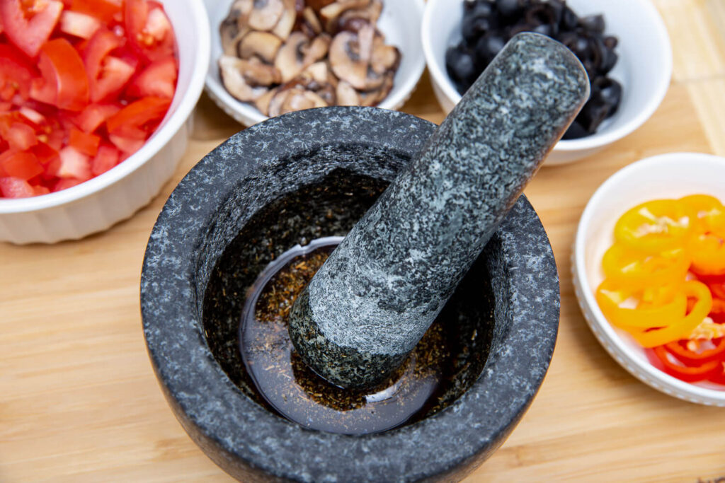 black granite mortar and pestle