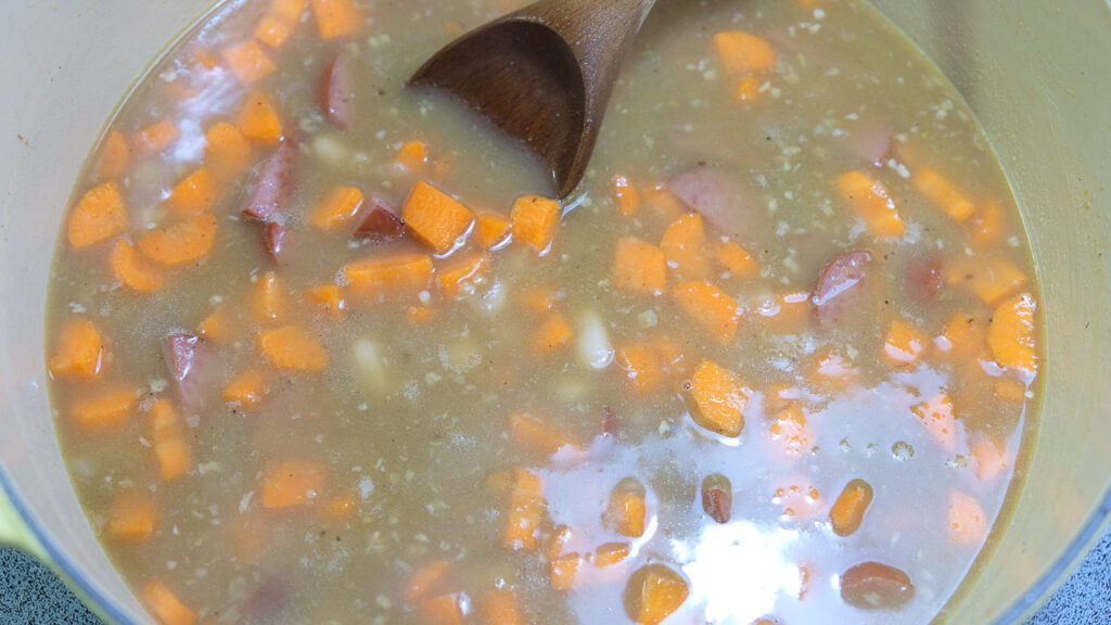 Soup cooking in a pot