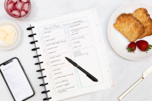 meal planner with toast and juice